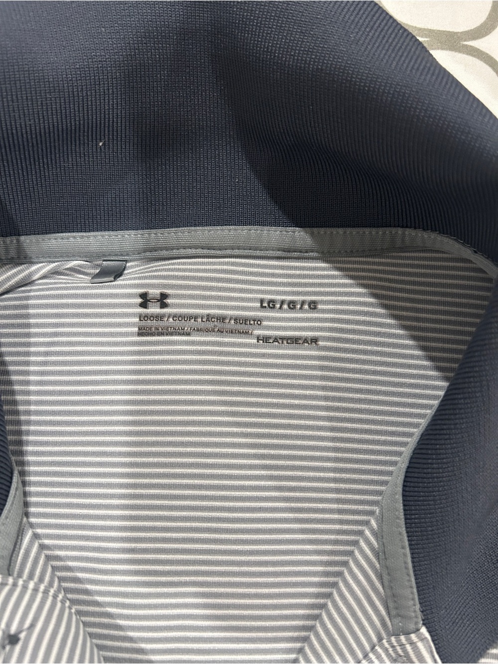 Under Armour gray striped polo large - Picture 2 of 4